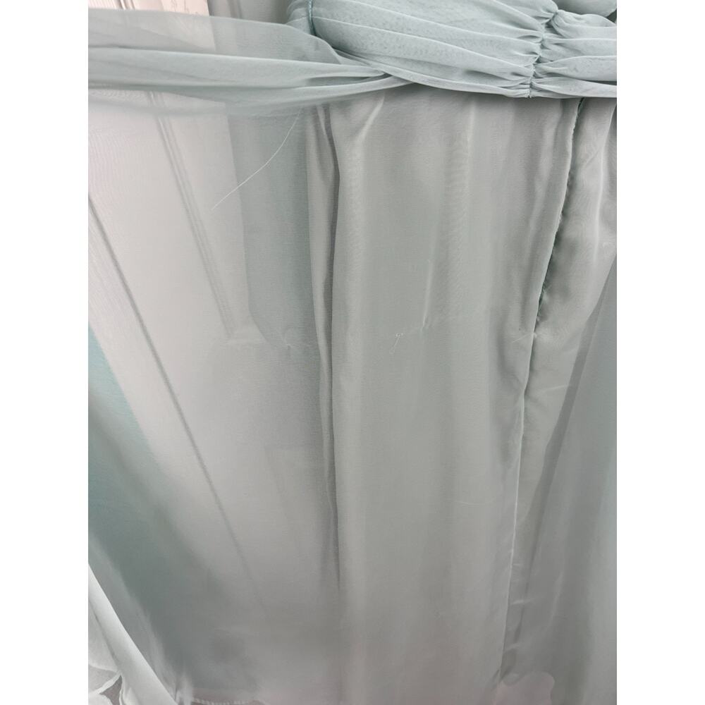 Vintage 70s Chiffon Beaded Maxi Dress Size‎ 4 Gray Green Ethereal - Picture 9 of 11